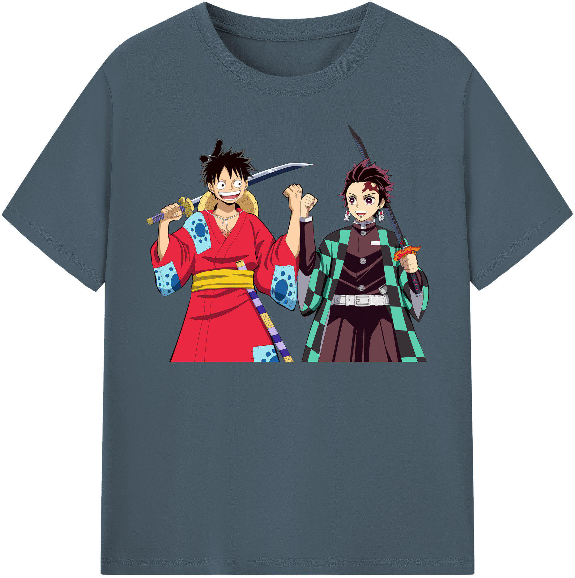 （画像用） 鬼滅の刃 竈門 炭治郎／かまど たんじろう Kamado Tanjirou 綿100％半袖Tシャツ（フロントプリント）